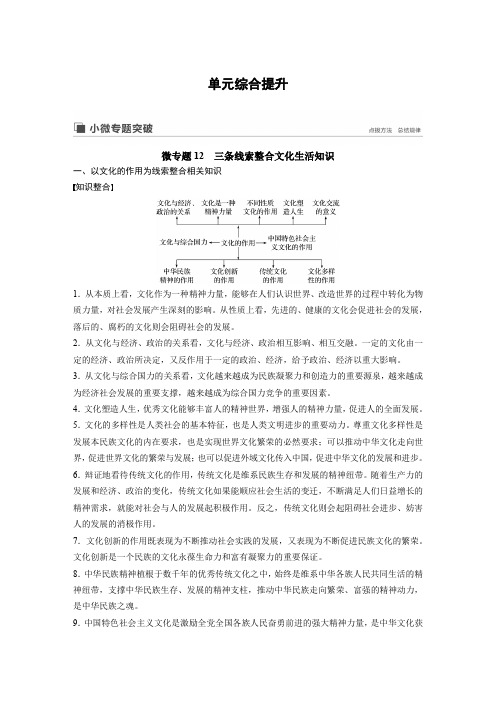 政治新导学人教通用大讲义第十二单元发展中国特色社会主义文化综合提升微专题12