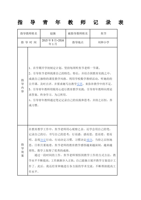 指导青年教师记录表