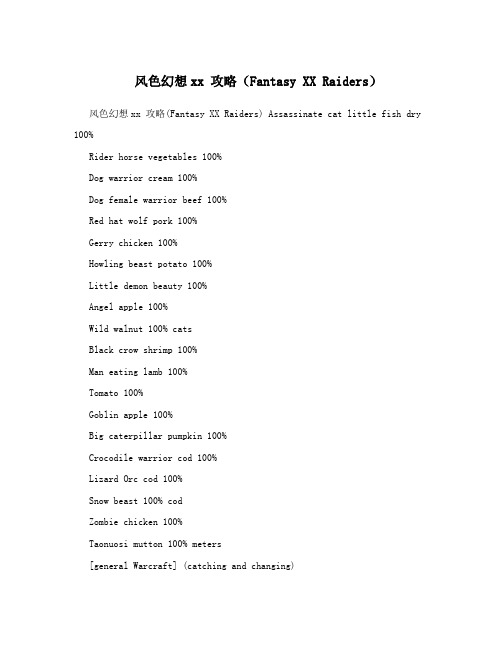 风色幻想xx攻略(FantasyXXRaiders)