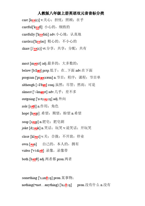 人教版八年级上册英语双元音音标分类