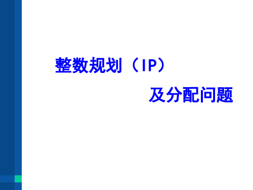 整数规划问题及分配问题