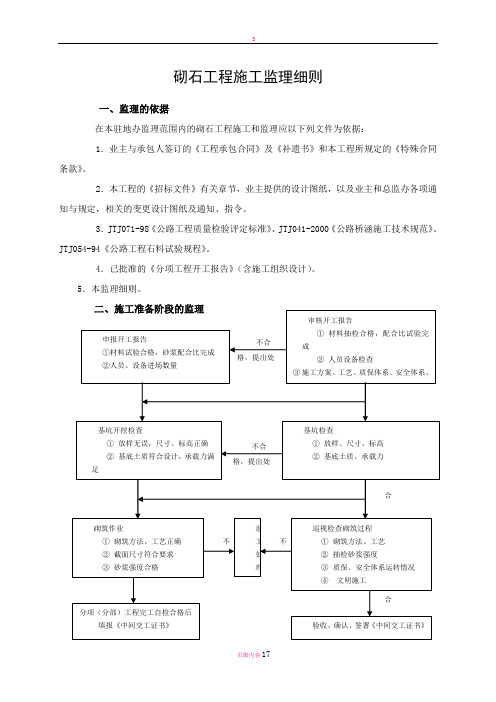 砌石工程施工监理细则