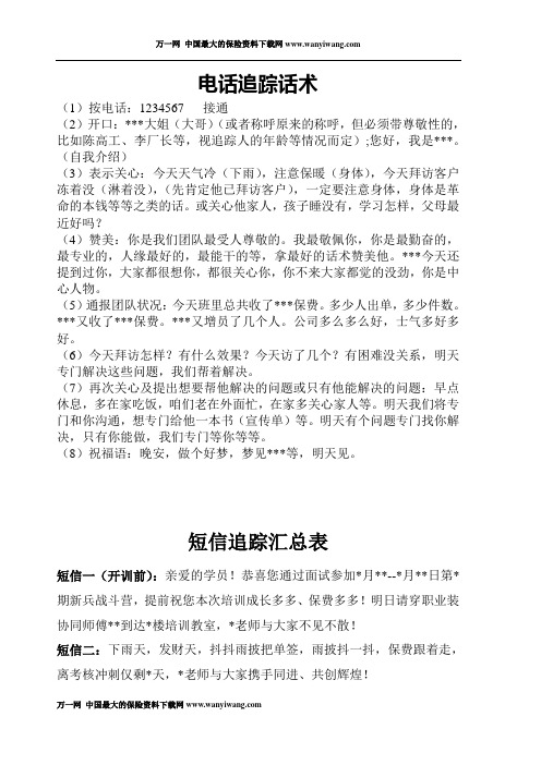衔接培训新人训练营电话短信追踪话术2页