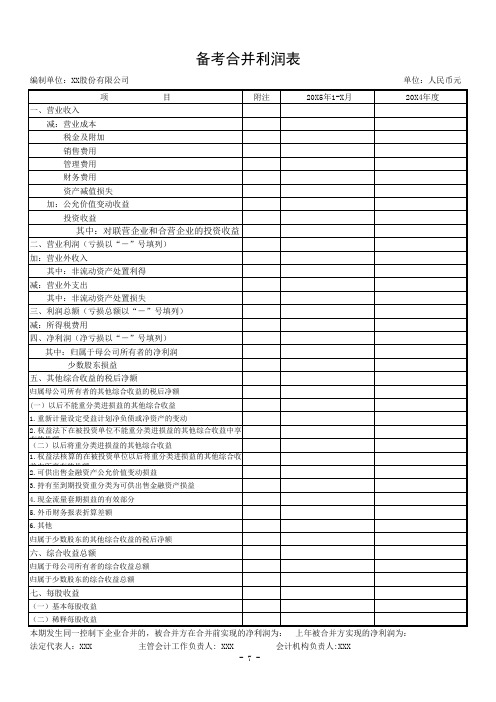 备考财务报表