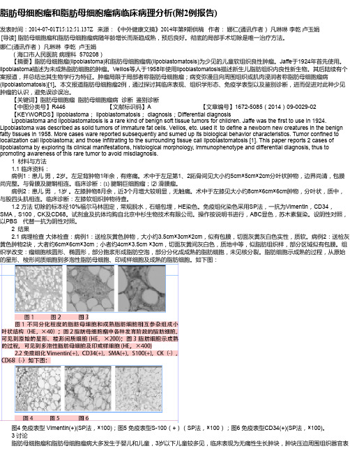 脂肪母细胞瘤和脂肪母细胞瘤病临床病理分析(附2例报告)