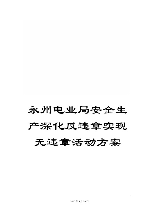 永州电业局安全生产深化反违章实现无违章活动方案