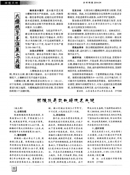 大樱桃早丰保果七关键