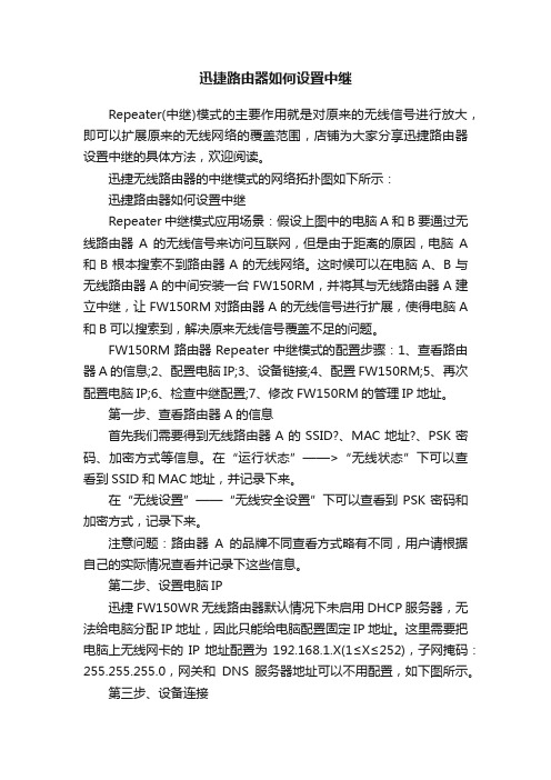 迅捷路由器如何设置中继