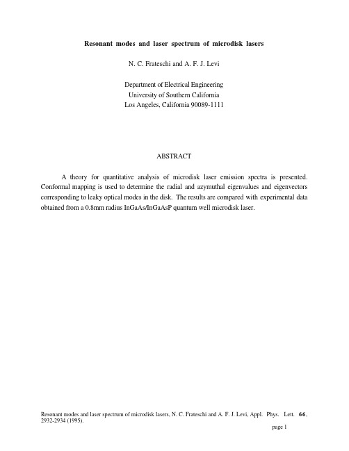 Resonant modes and laser spectrum of microdisk lasers