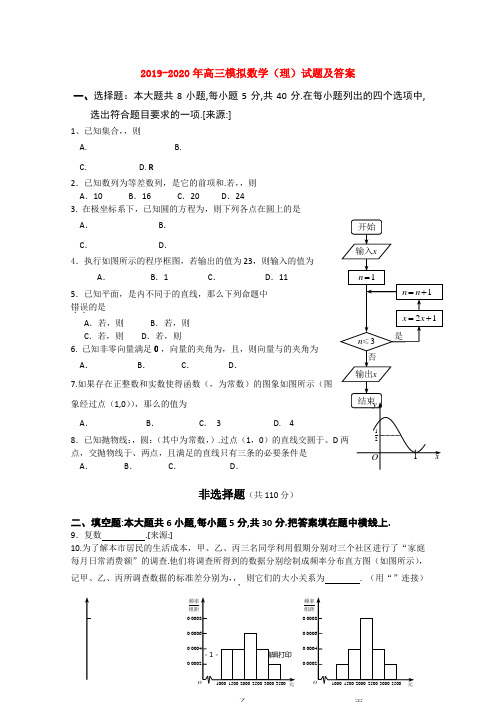 2019-2020年高三模拟数学(理)试题及答案