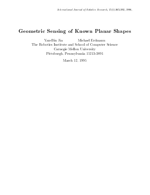 Geometric sensing of known planar shapes