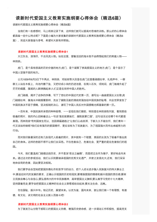 读新时代爱国主义教育实施纲要心得体会（精选6篇）