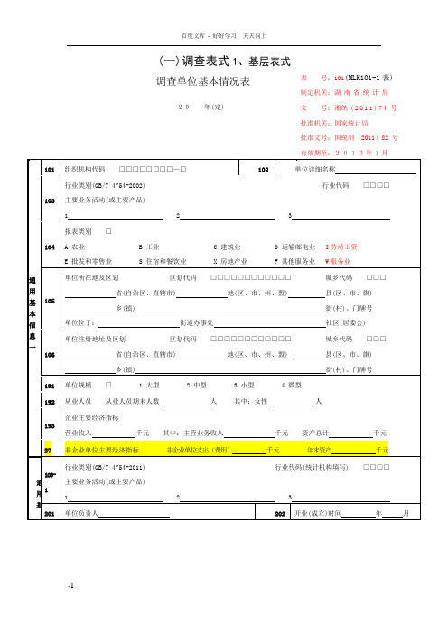 单位基本情况表(b101)