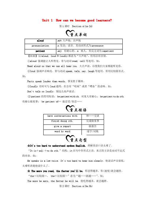 新版人教新目标版2020年九年级英语全册Unit1Howcanwebecomegoodlearners基础知识梳理 