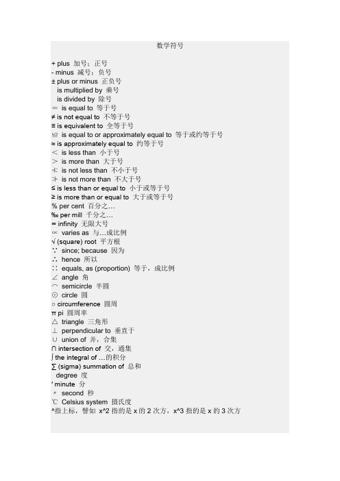 数学符号及运算公式