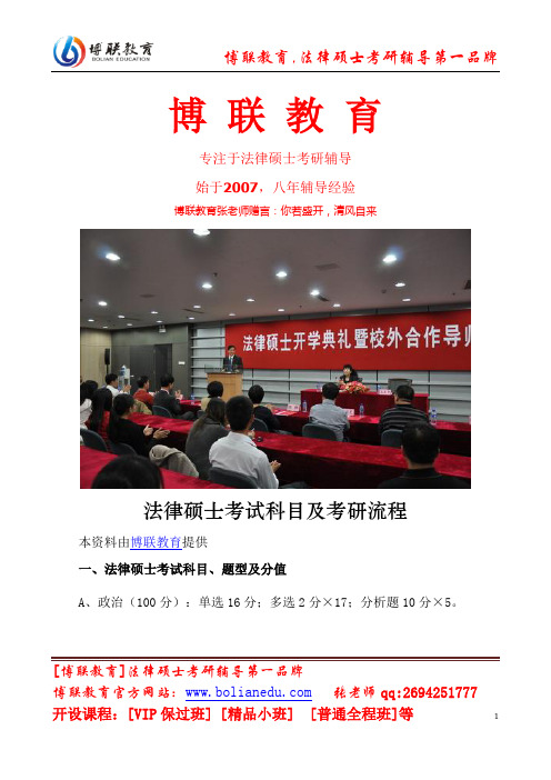 法律硕士考试科目及考研流程