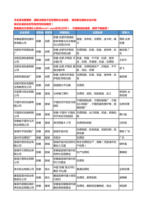 2020新版安徽省瓦楞纸工商企业公司名录名单黄页联系方式大全45家