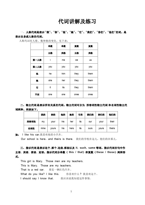 (完整版)小学英语人称代词讲解