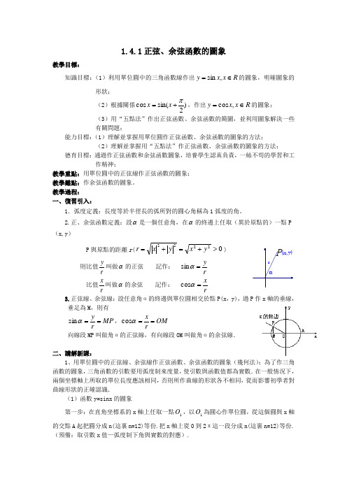 高一数学人教A版必修四教案：正弦函数、余弦函数的图象 Word版含答案