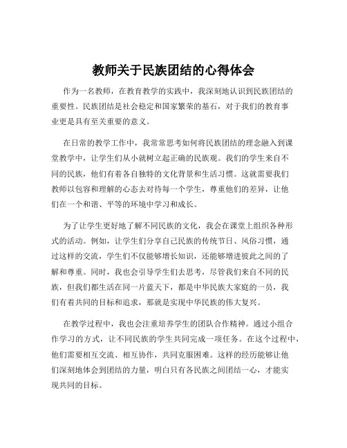 教师关于民族团结的心得体会