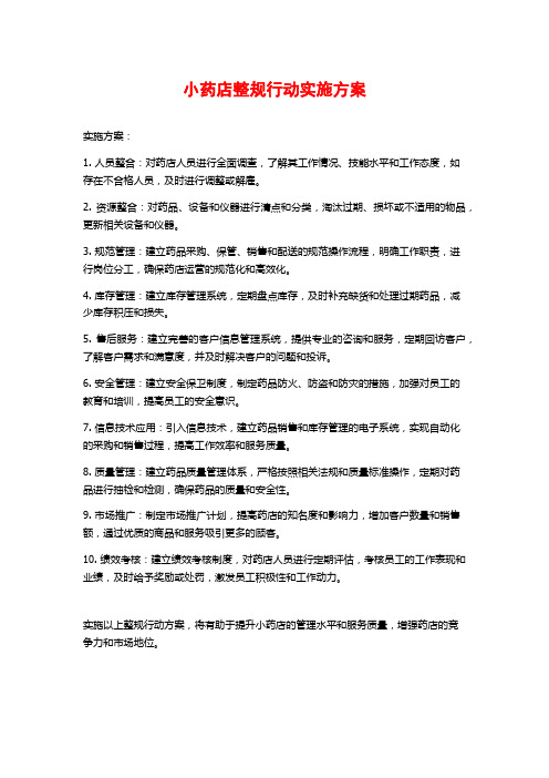 小药店整规行动实施方案 (2)