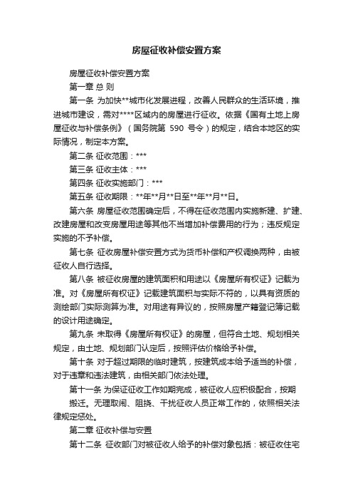 房屋征收补偿安置方案