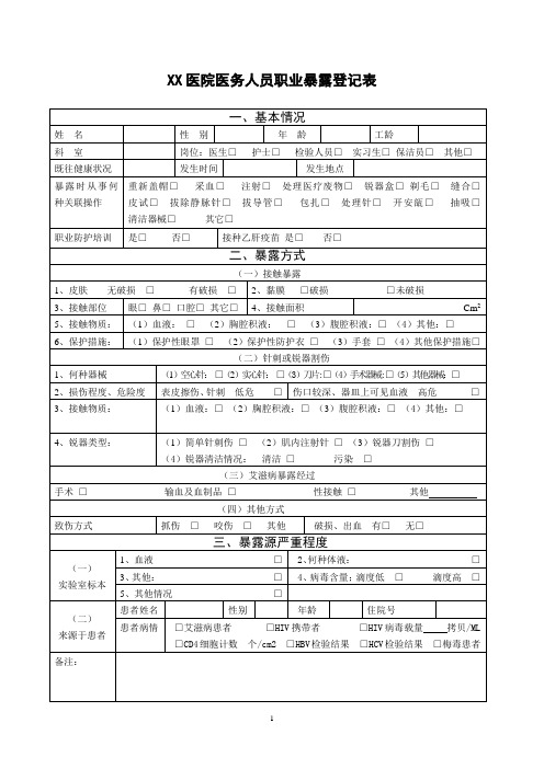 (完整版)医务人员职业暴露登记表