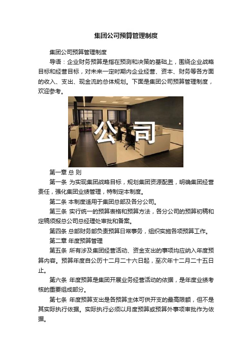 集团公司预算管理制度