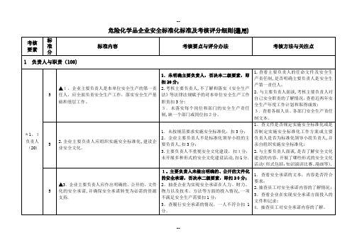 危险化学品企业安全标准化标准及考核评分细则(通用)