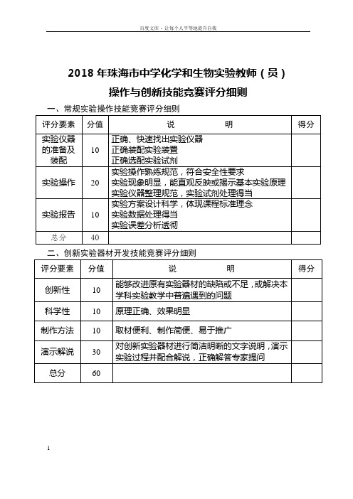 2018年珠海中学化学和生物教师员