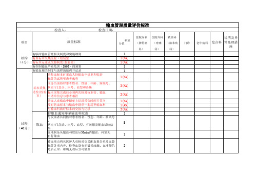 输血管理质量评价标准 