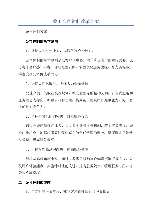 关于公司体制改革方案