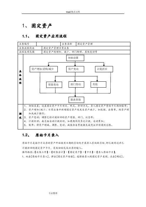 用友U8固定资产操作指南