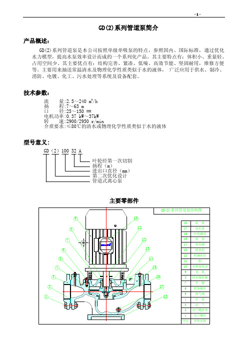 源立泵业GD（2）立式管道泵说明书（最新）