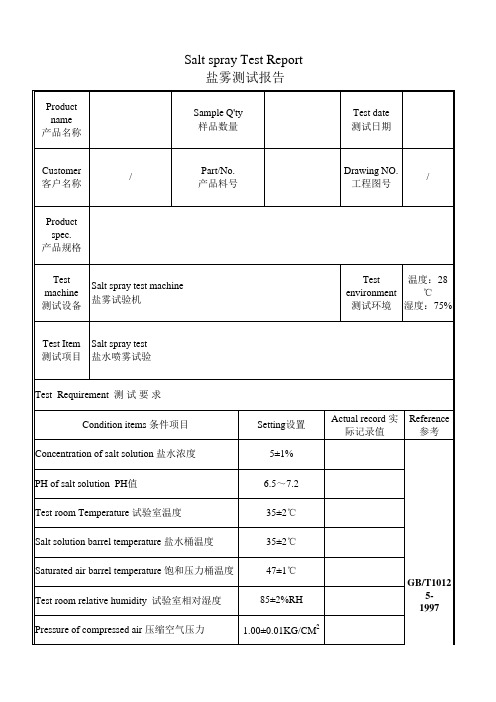 盐雾测试报告范例