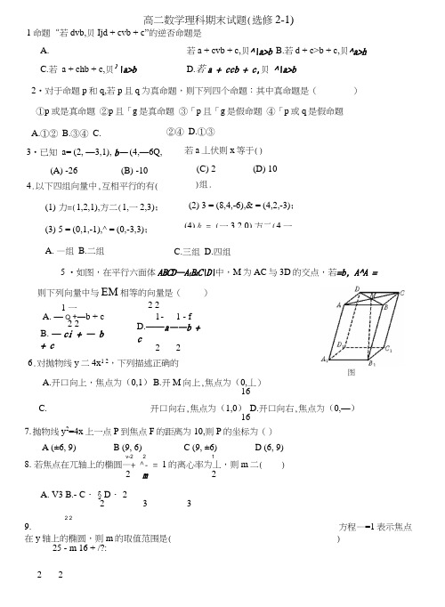 高二数学理科期末试题(二).docx