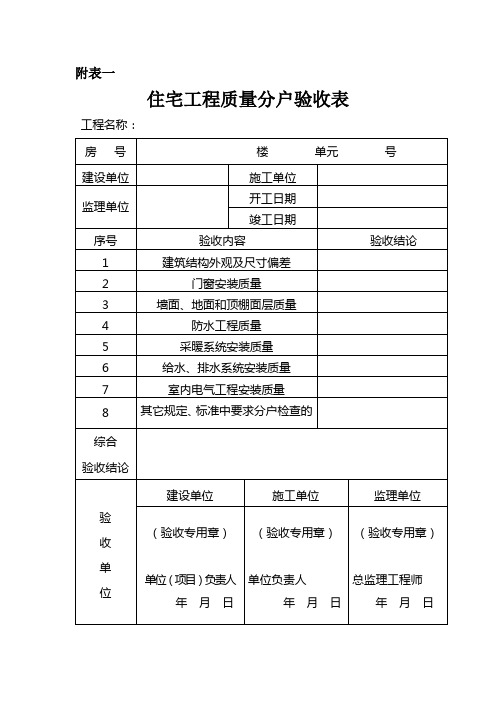 住宅分户验收表格