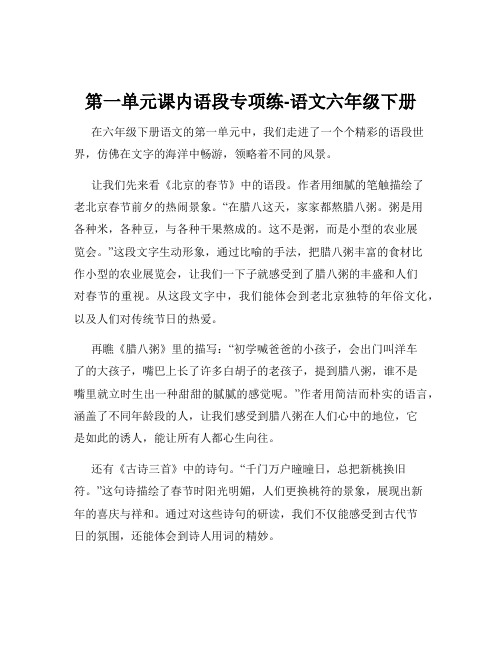 第一单元课内语段专项练-语文六年级下册