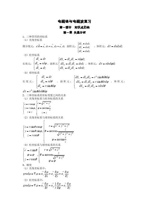 电磁场与电磁波公式总结