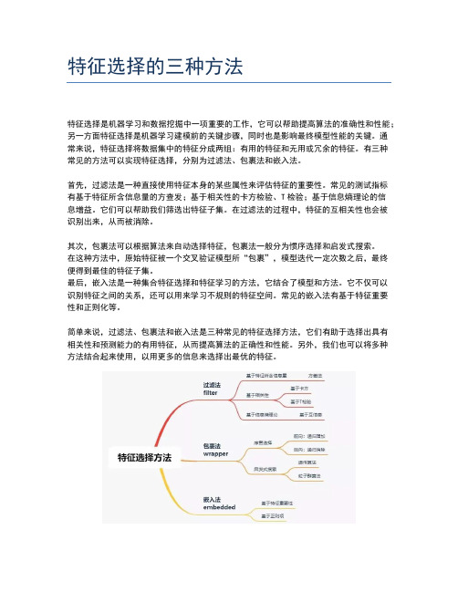 特征选择的三种方法