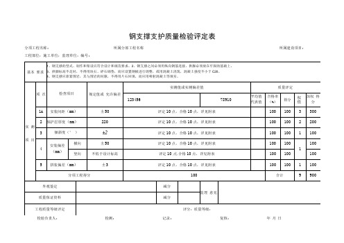 钢支撑支护质量检验评定表