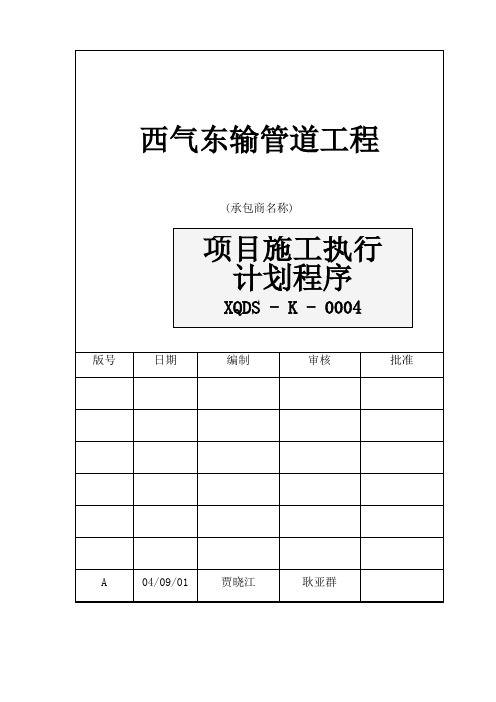 项目管理-项目施工执行计划 精品