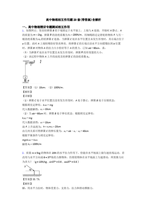 高中物理相互作用题20套(带答案)含解析