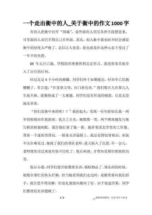 一个走出衡中的人_关于衡中的作文1000字