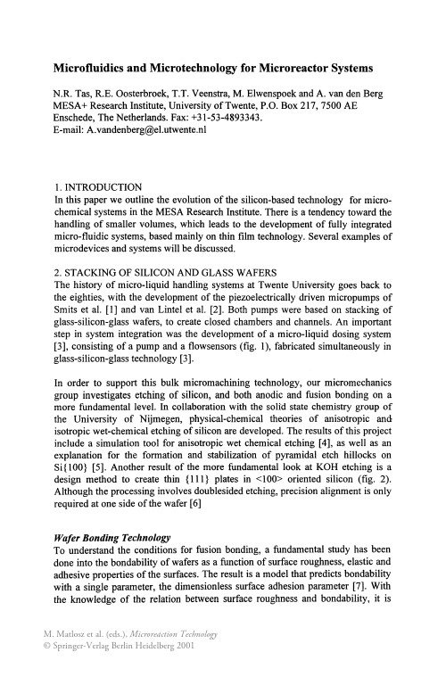 Microfluidics and Microtechnology for Microreactor Systems