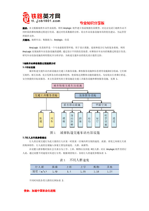 基于Anylogic地铁车站集散能力仿真分析