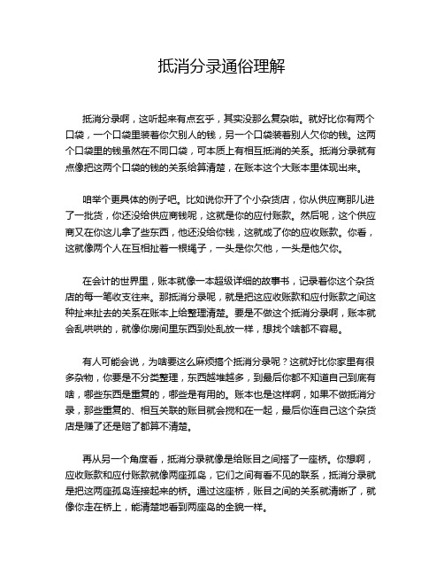 抵消分录通俗理解