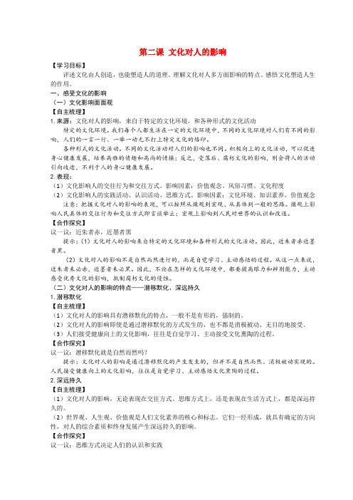 高中政治 文化对人的影响复习教案 新人教版必修3