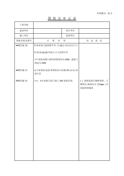 图纸会审表格