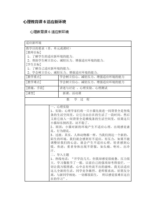 心理教育课6适应新环境